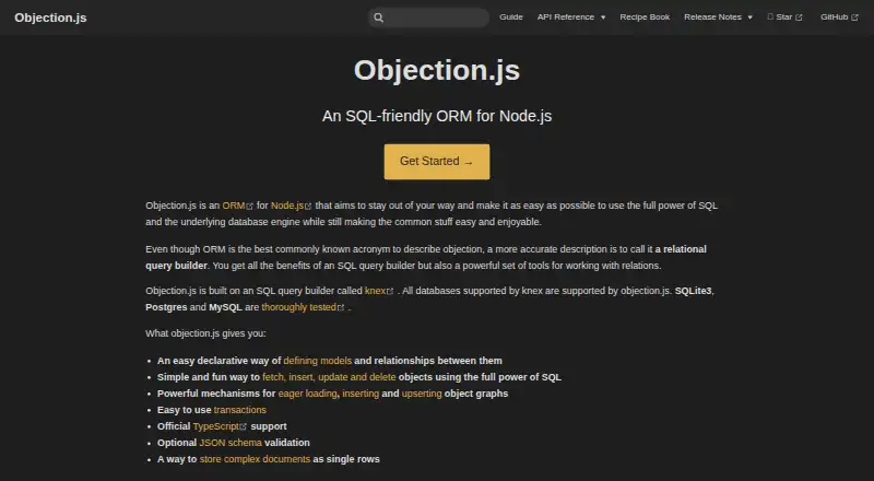 Objection.js's own site