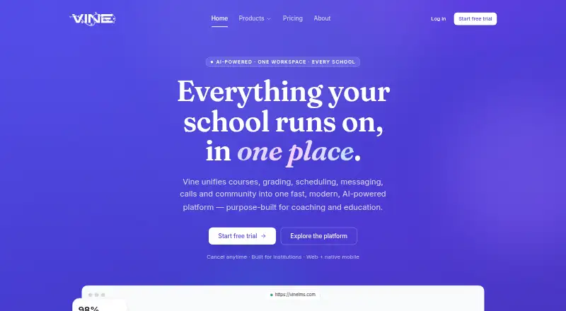 Vine LMS's own site