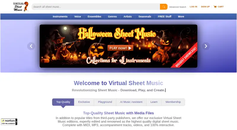Virtual Sheet Music's own site
