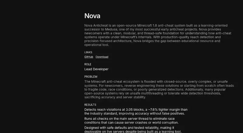 Nova AntiCheat's own site