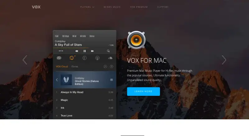 VOX Music Player's own site