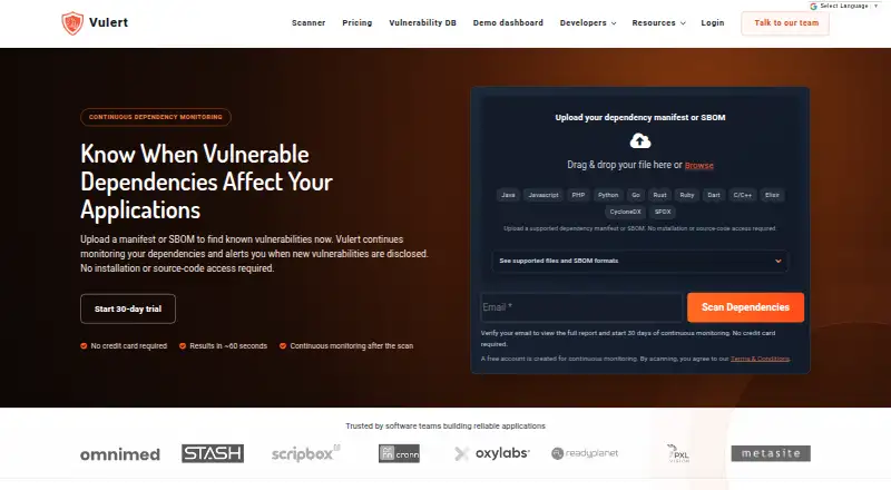 Vulert's own site