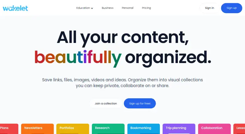 Wakelet's own site