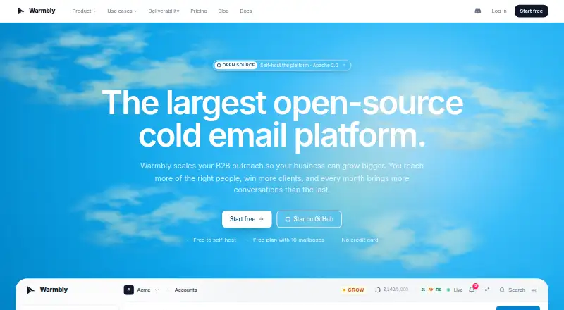 The Warmbly homepage