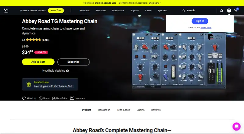 Waves Abbey Road TG Mastering Chain's own site