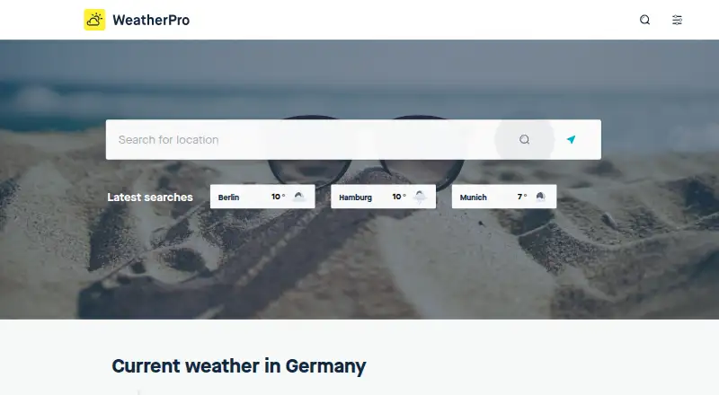 WeatherPro's own site