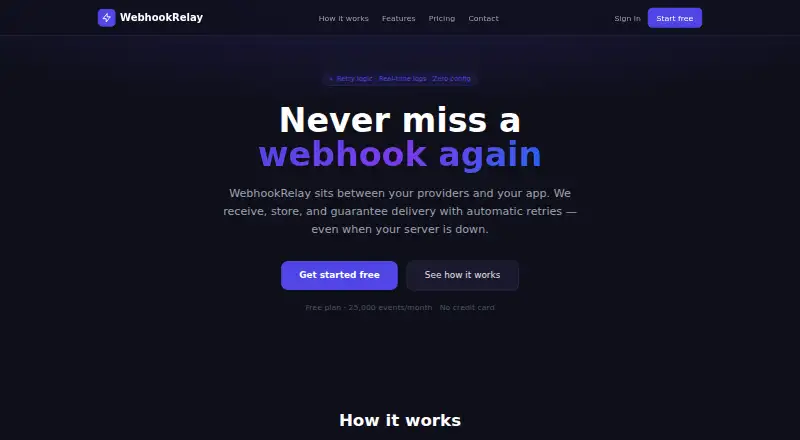 WebhookRelay's own site
