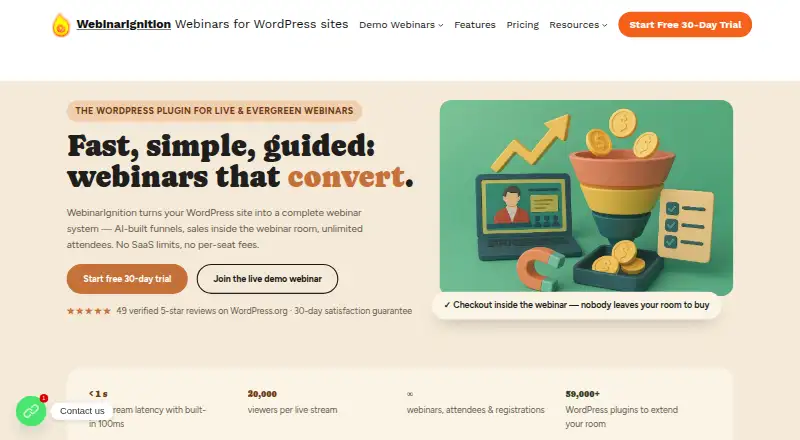 The WebinarIgnition homepage