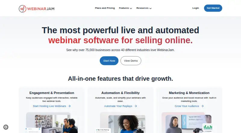 WebinarJam's own site