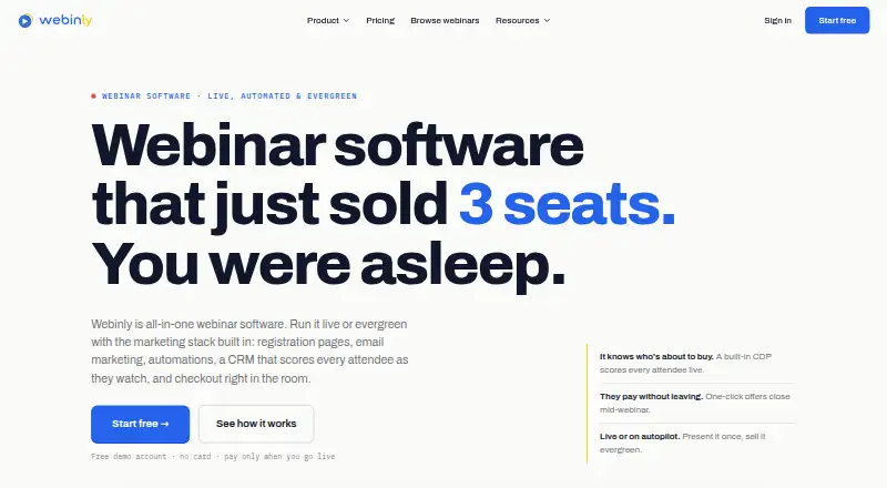 Webinly's own site