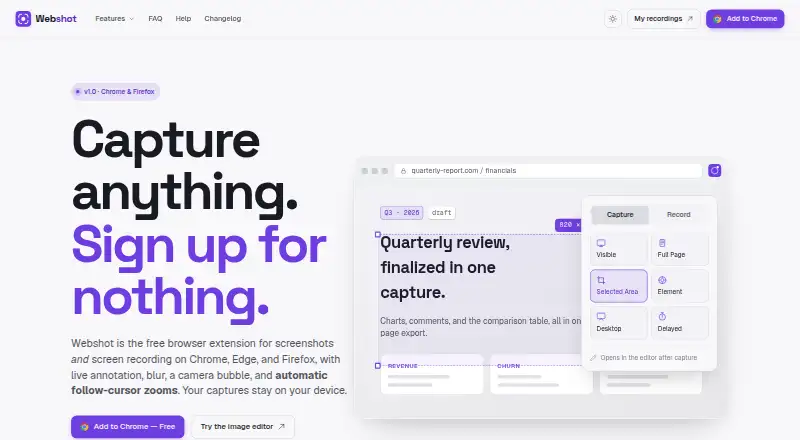 Webshot's own site