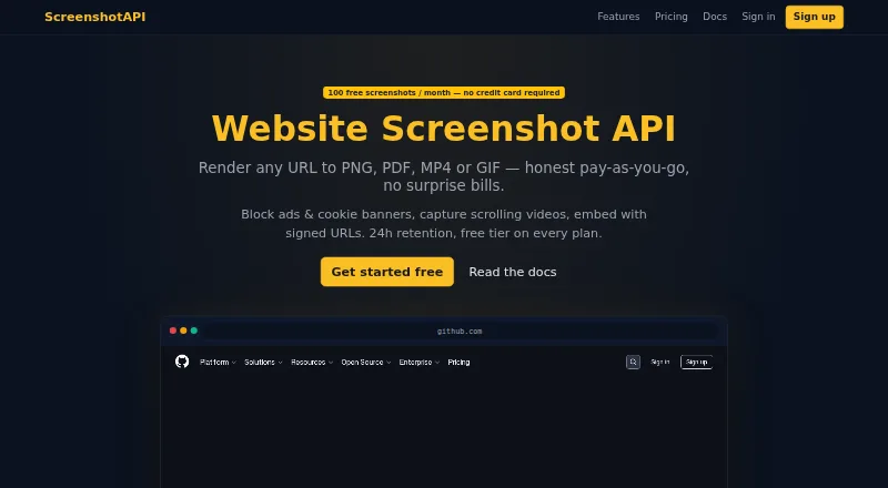 WebsiteScreenshotAPI's own site