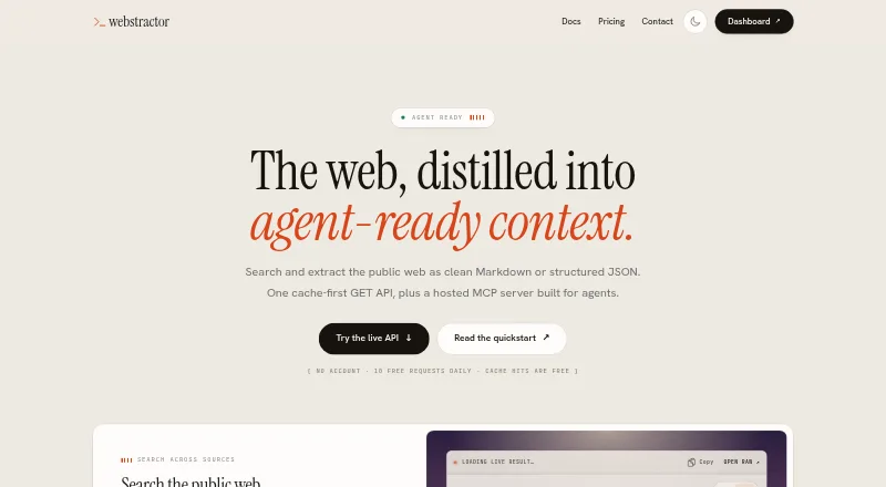 Webstractor's own site