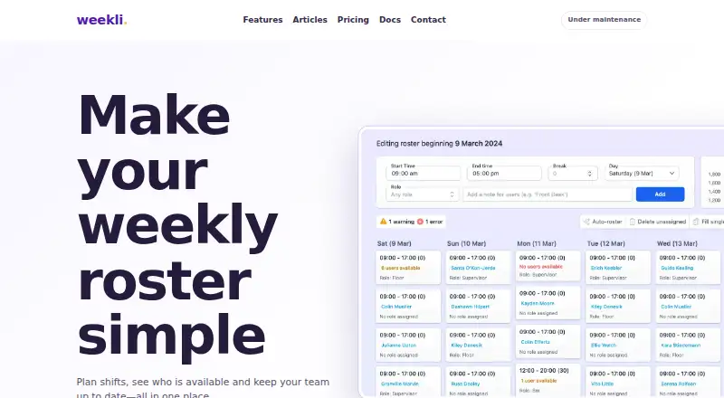 Weekli's own site