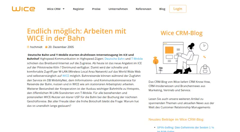 WICE CRM's own site