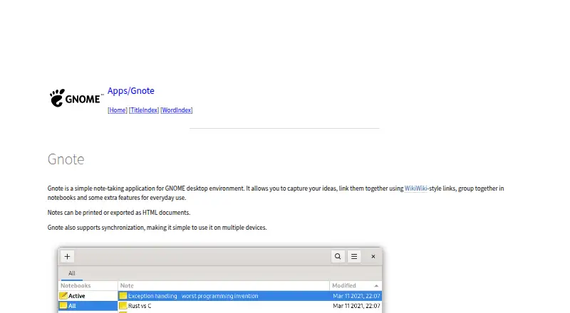 Gnote's own site