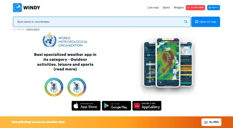 Windy.app's own site