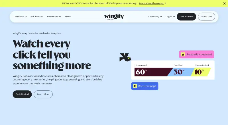 Wingify Behavior Analytics (formerly VWO Insights)'s own site