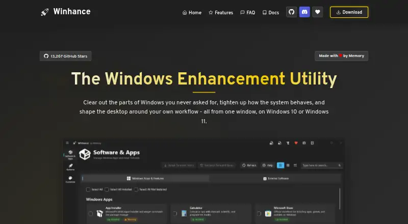 Winhance's own site