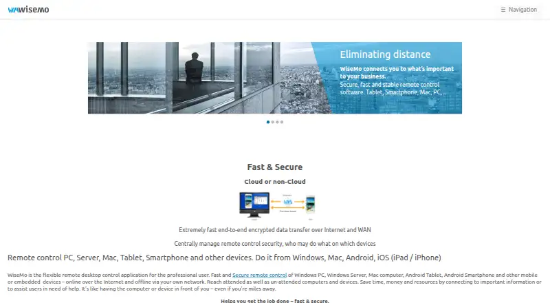 WiseMo's own site