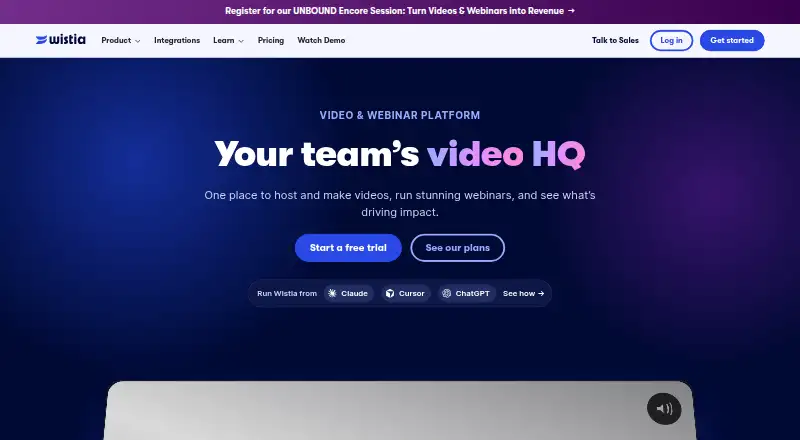 The Wistia homepage