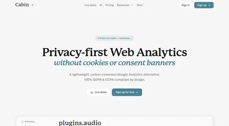 Cabin Analytics's own site