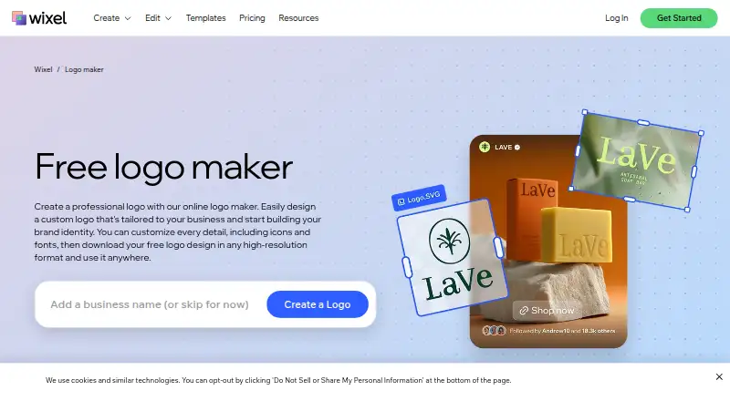 The Wix Logo Maker homepage