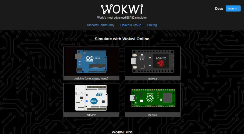 Wokwi's own site