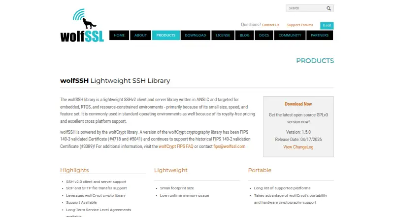 wolfSSH's own site