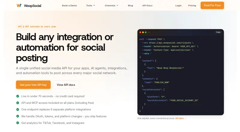 WoopSocial API's own site