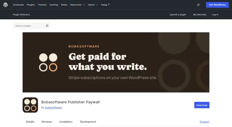 Bobasoftware Publisher Paywall's own site