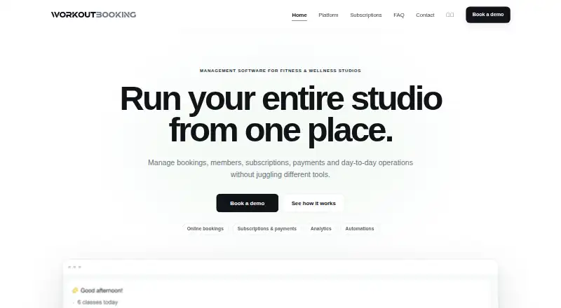 WorkoutBooking's own site