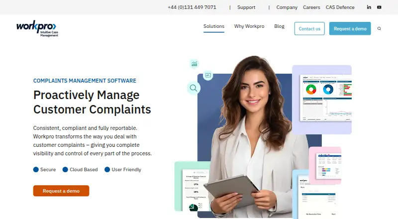 Workpro Complaints Management's own site