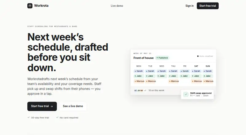 Workrota's own site