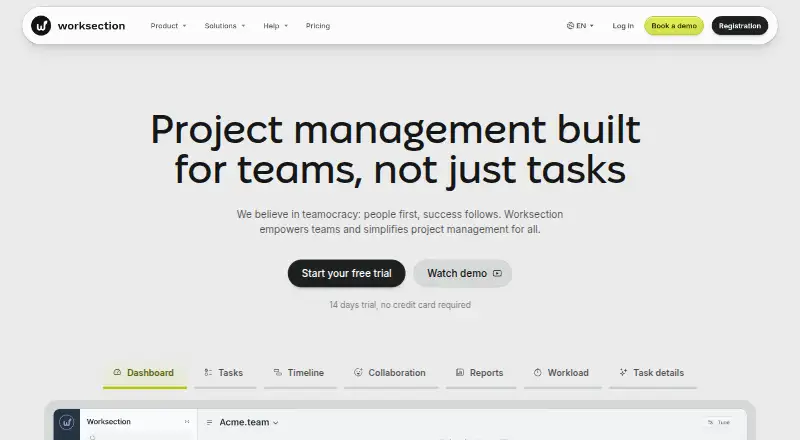 Worksection's own site