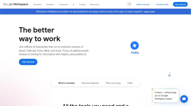 The Google Workspace homepage