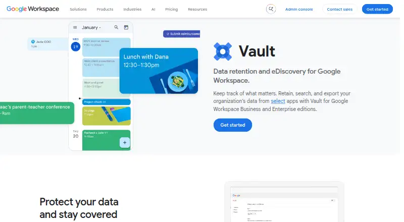 Google Vault's own site