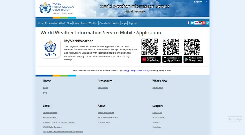 MyWorldWeather's own site