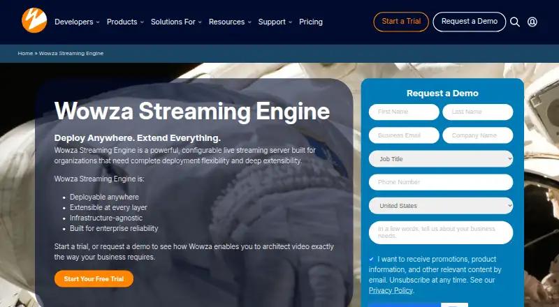 Wowza Streaming Engine's own site