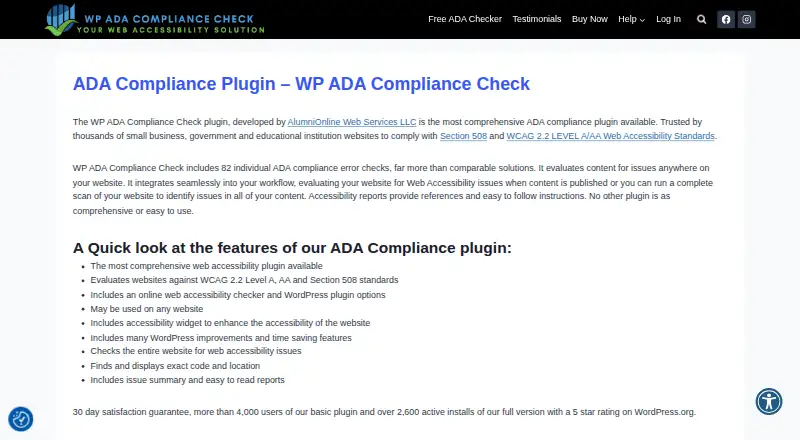 WP ADA Compliance Check's own site