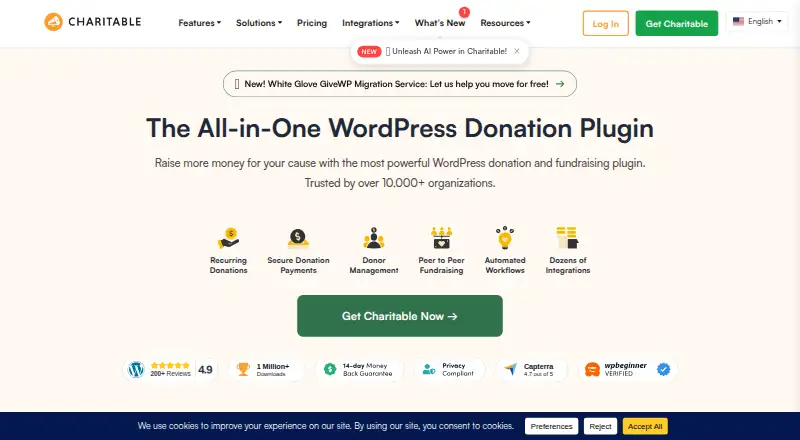 The Charitable homepage