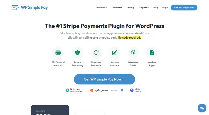 WP Simple Pay's own site