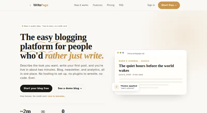 WritePage's own site