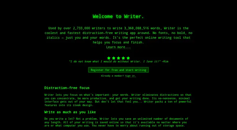 Writer's own site