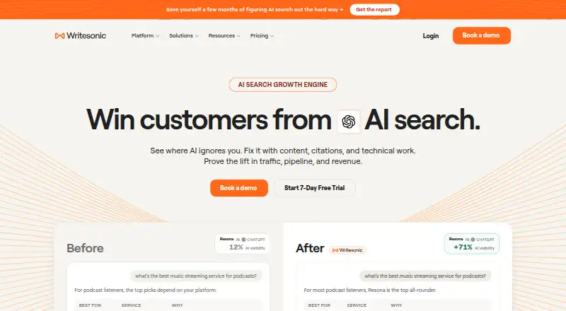 Writesonic's own site