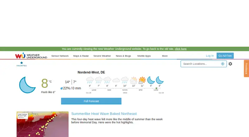 Weather Underground's own site