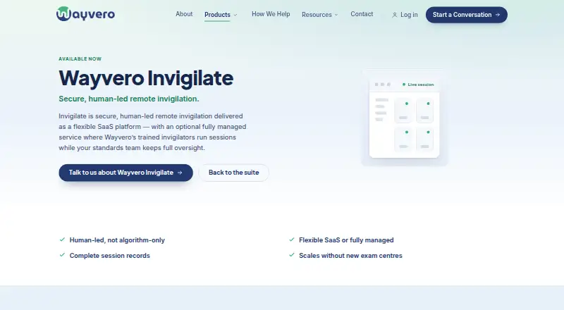 Wayvero Invigilate's own site
