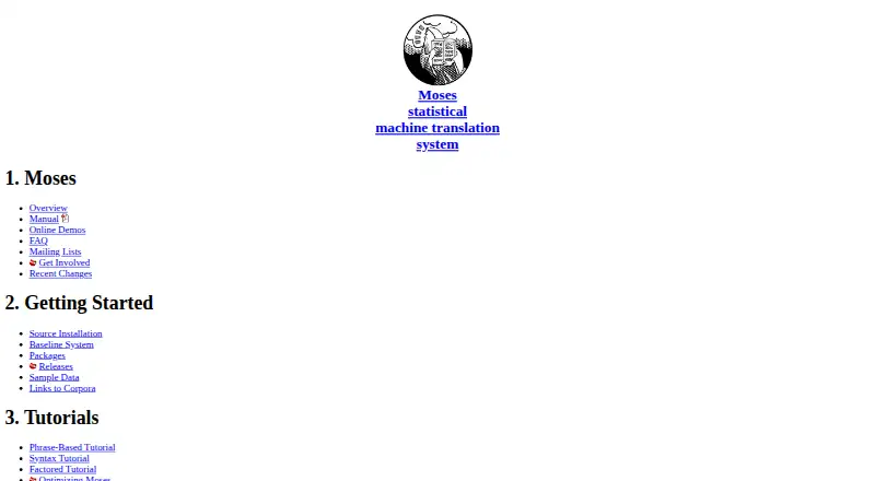 Moses Statistical Machine Translation's own site