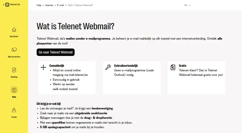 Telenet Webmail's own site