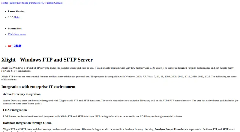 Xlight FTP Server's own site